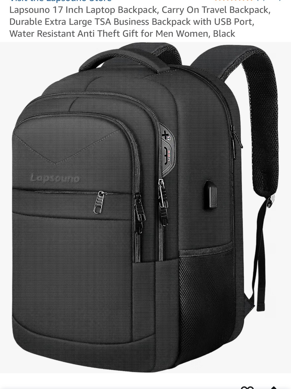 Men's Black Everyday Backpack - Organized Carry
